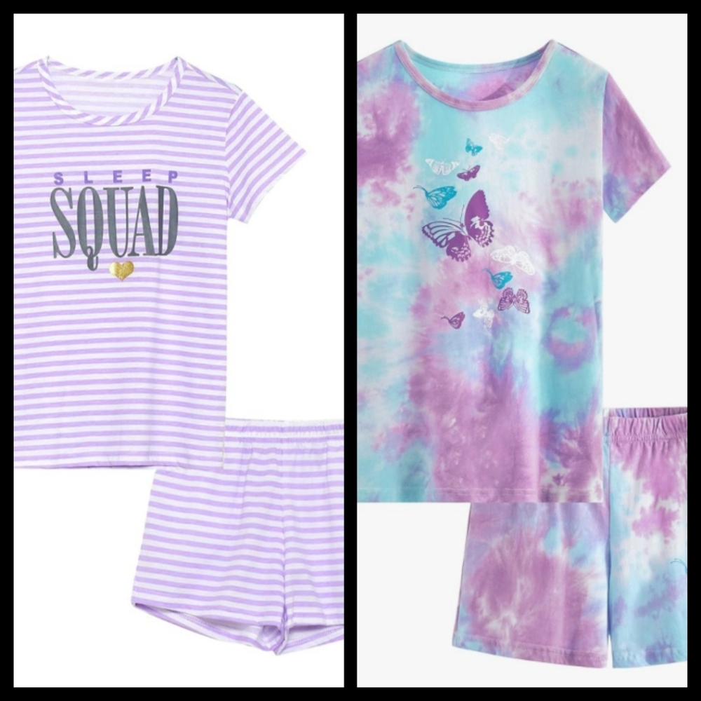 NEW girl tween pjs pajamas summer spring clothes lot set sleepwear shorts 14